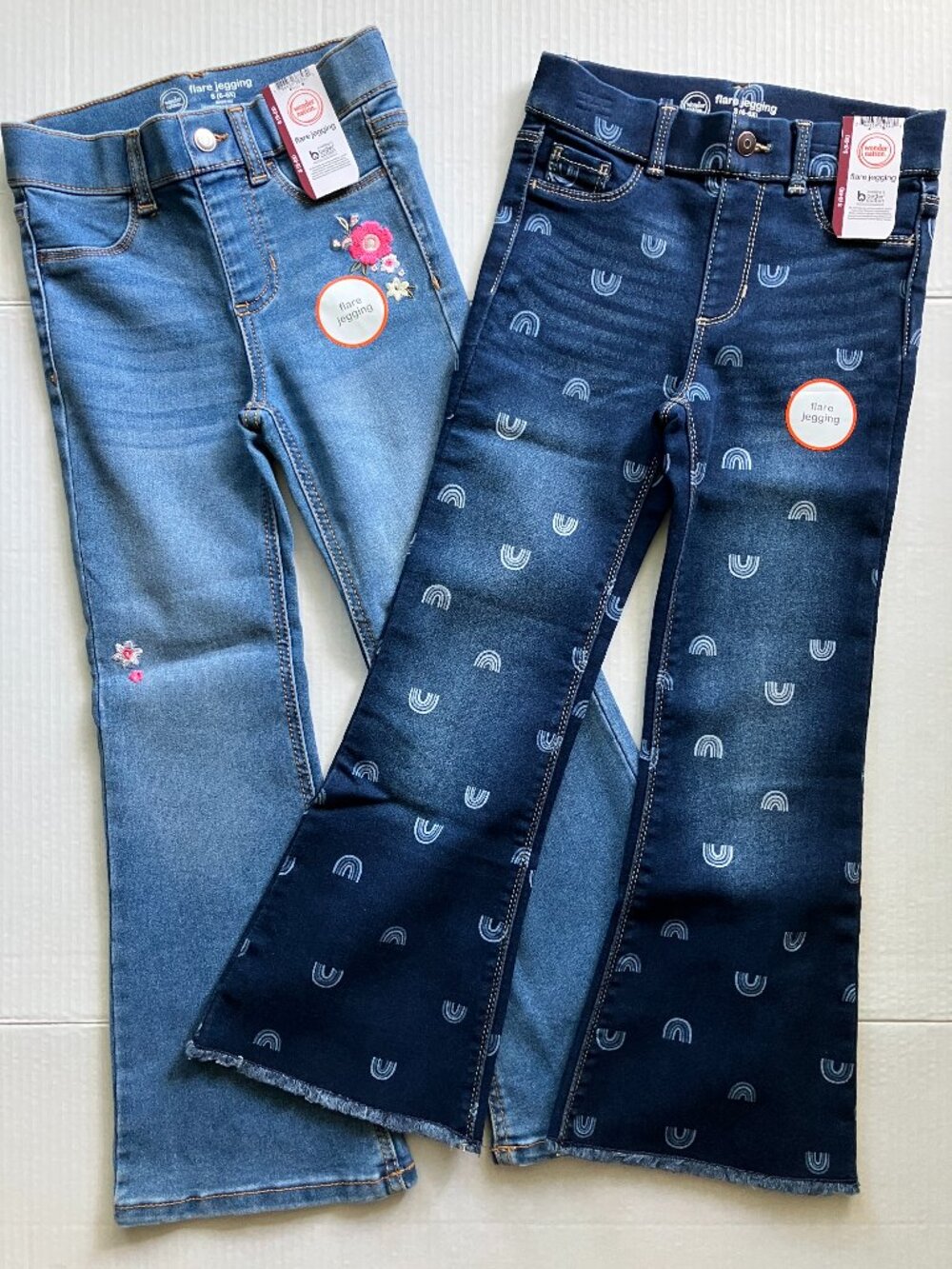 6/6x Wonder Nation Girls Fashion Flare Jegging 2 Pair Bundle